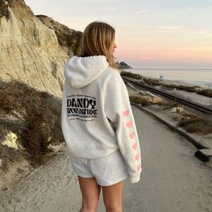 Dandy Worldwide Size S “Heart on My Sleeve" Oversized Lux Hoodie in Heather Gray